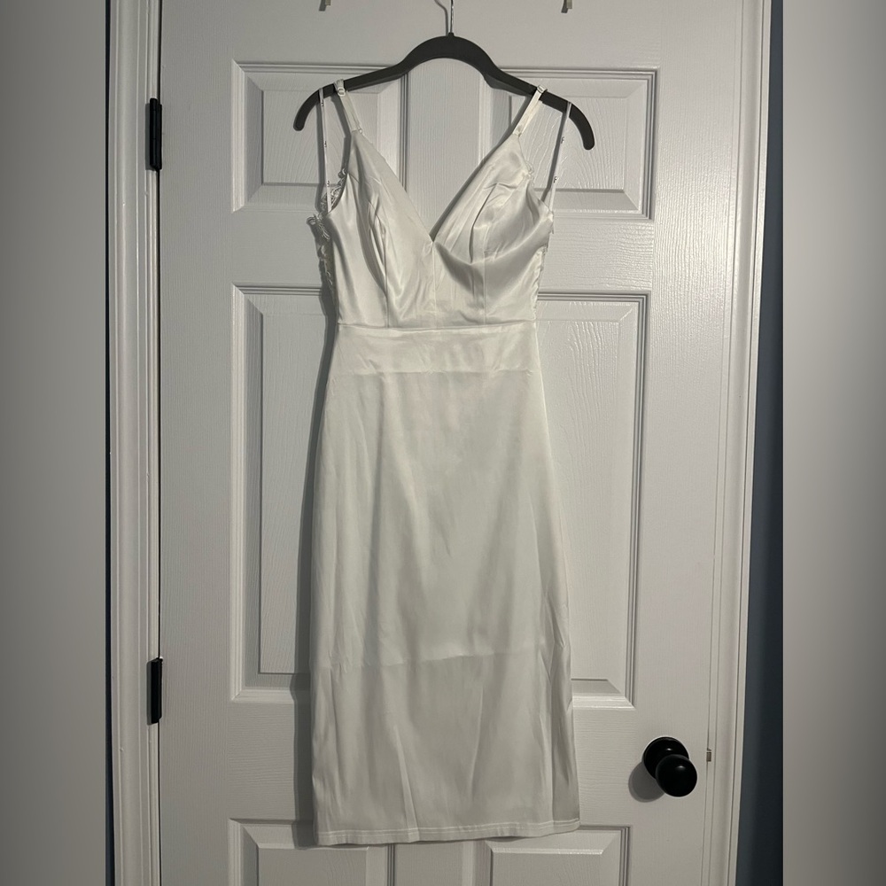 White body on silk midi dress with lace back